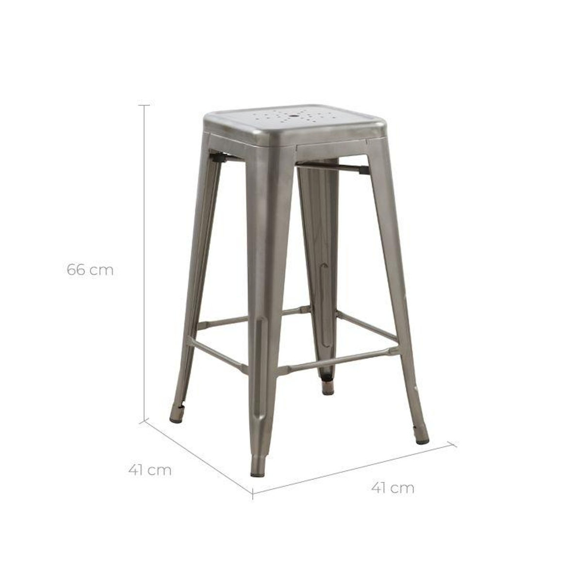 Rendez vous déco Lot de 2 tabourets pour îlot central 66 cm en métal chrome brillant-Indus