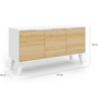 Voir la diapositive 5 : ID MARKET Buffet bas scandinave 113 cm FINN blanc 3 portes façon hêtre