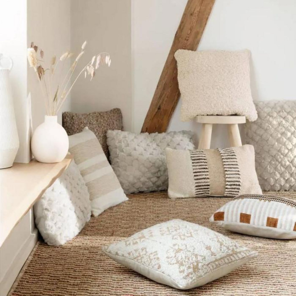 ATMOSPHERA Coussin à Motifs Tissés  Ozel  40x40cm Ivoire