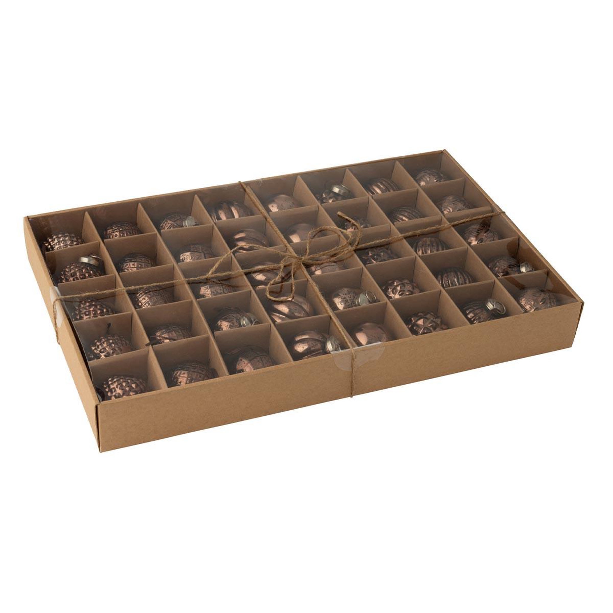 Voir la diapositive 2 : J-LINE Lot de 40 boules de noël  8 motifs  6cm marron