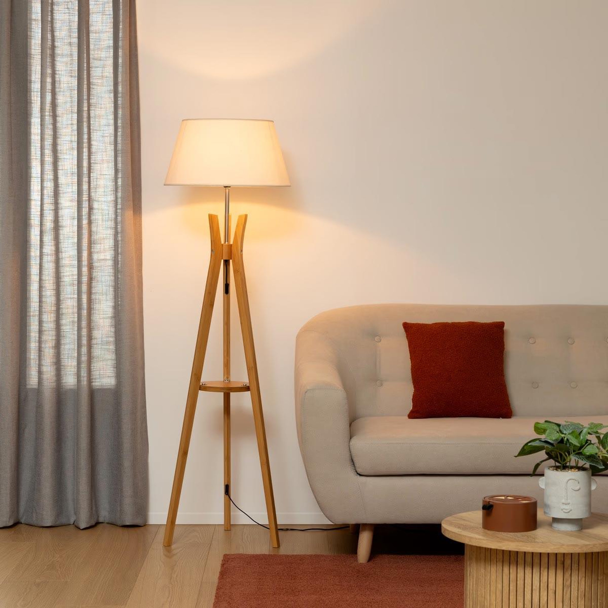 Voir la diapositive 5 : ATMOSPHERA Lampadaire trépied  kalo  156cm naturel & blanc