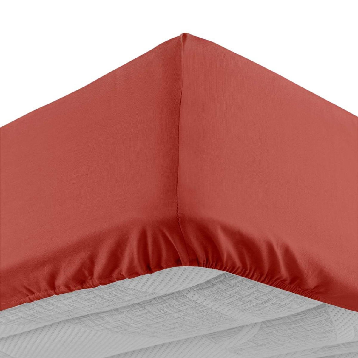 Paris Prix Drap Housse  Lina  90x190cm Terracotta