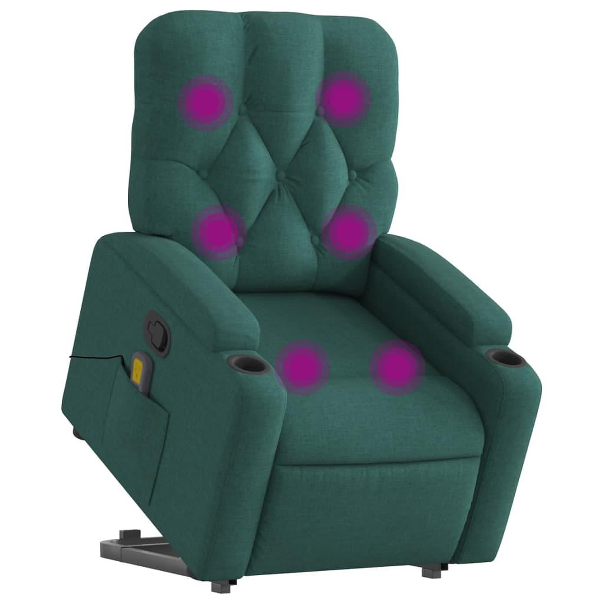 Voir la diapositive 3 : VIDAXL Fauteuil inclinable de massage Vert fonce Tissu