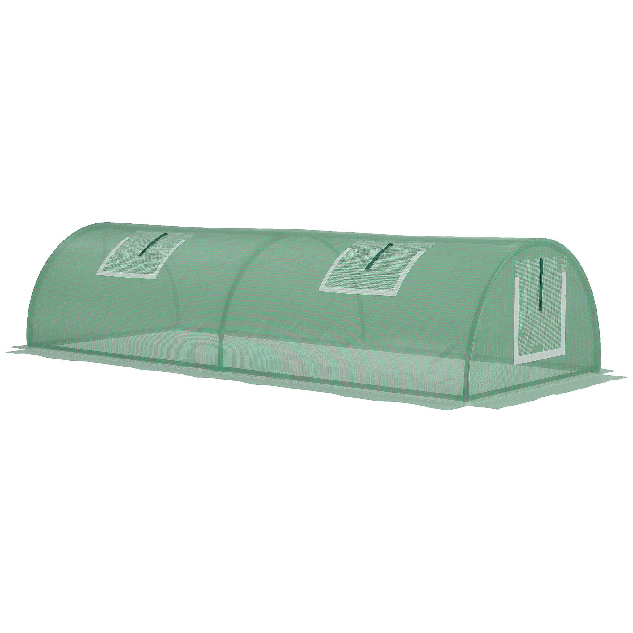 Voir la diapositive 5 : OUTSUNNY Mini serre tunnel de jardin 4 fenêtres enroulables acier pe vert