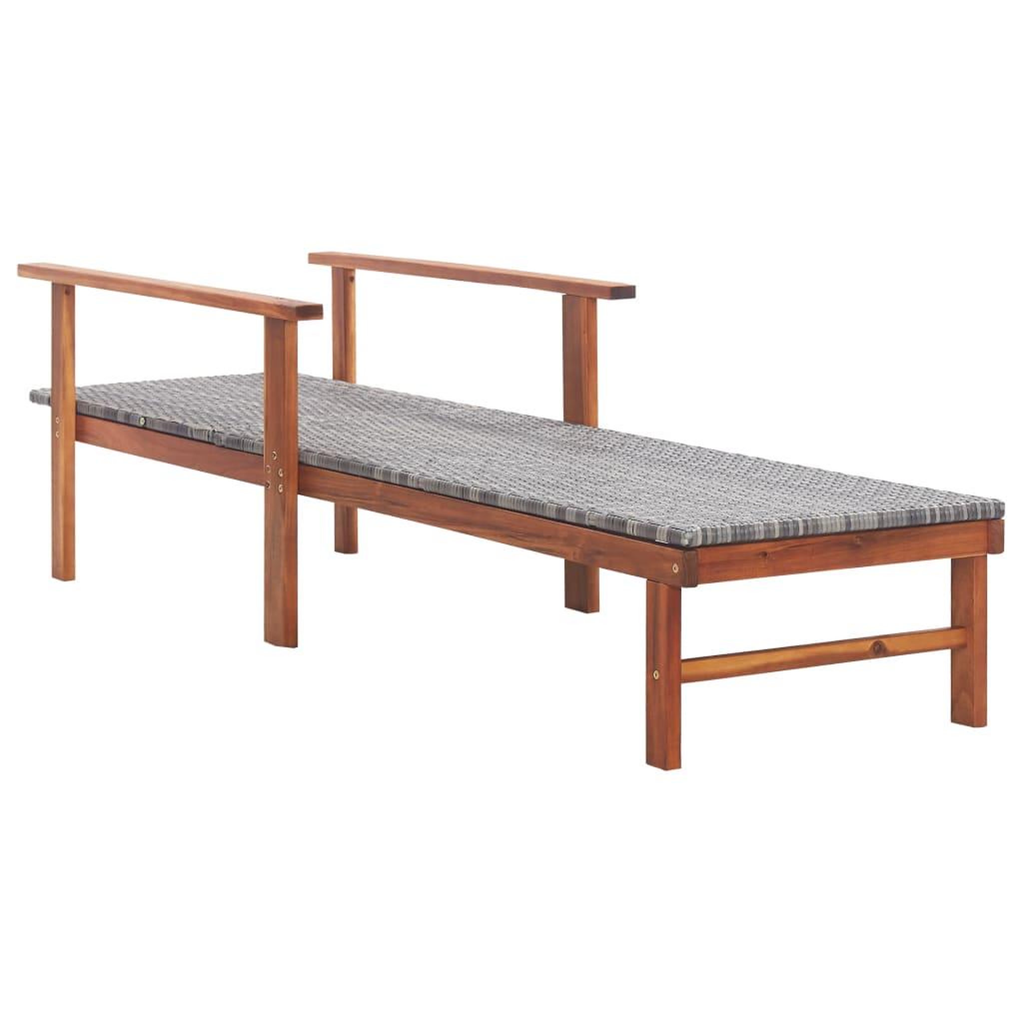 Voir la diapositive 3 : VIDAXL Chaise longue Resine tressee et bois d'acacia massif Gris