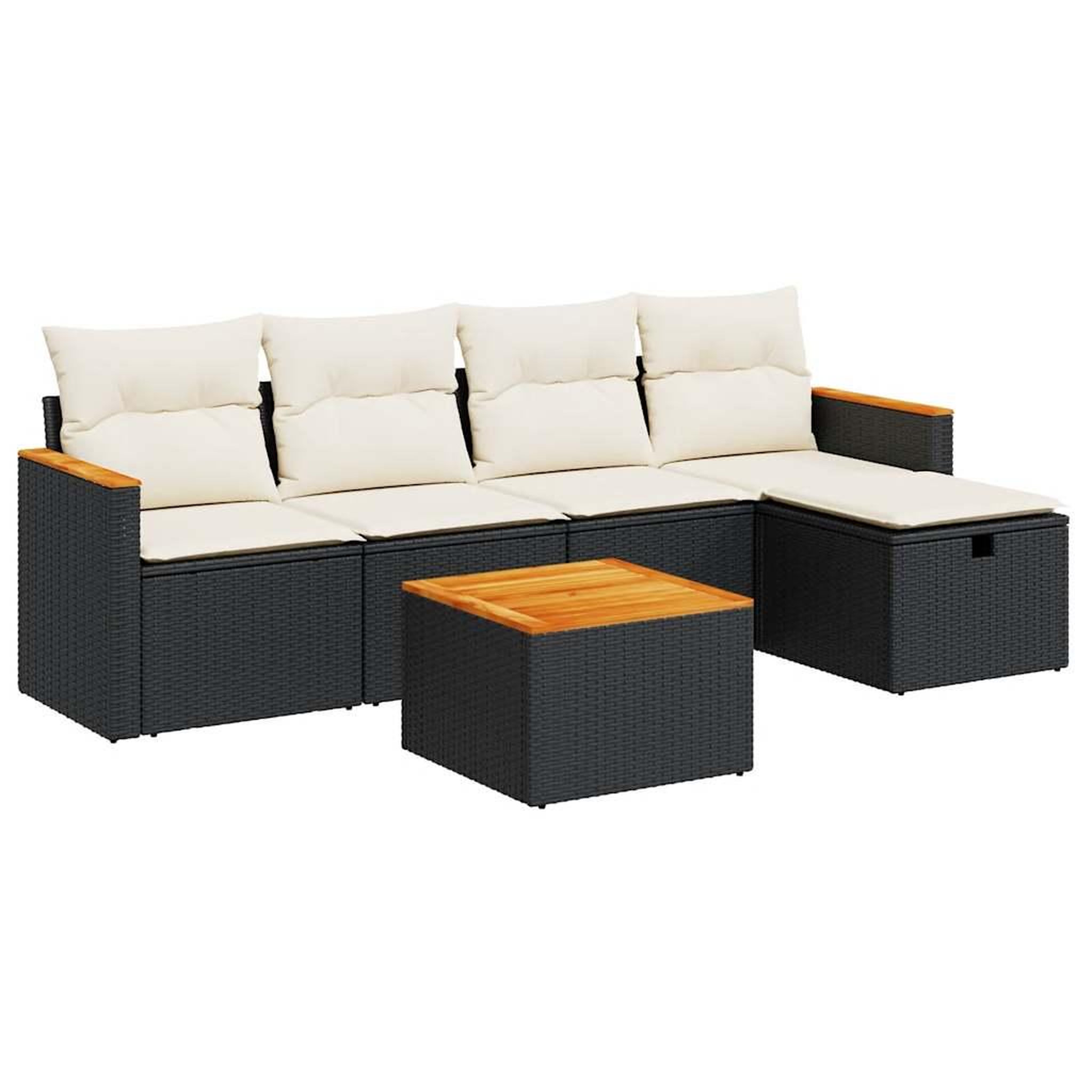 Voir la diapositive 2 : VIDAXL Salon de jardin 6 pcs avec coussins noir resine tressee