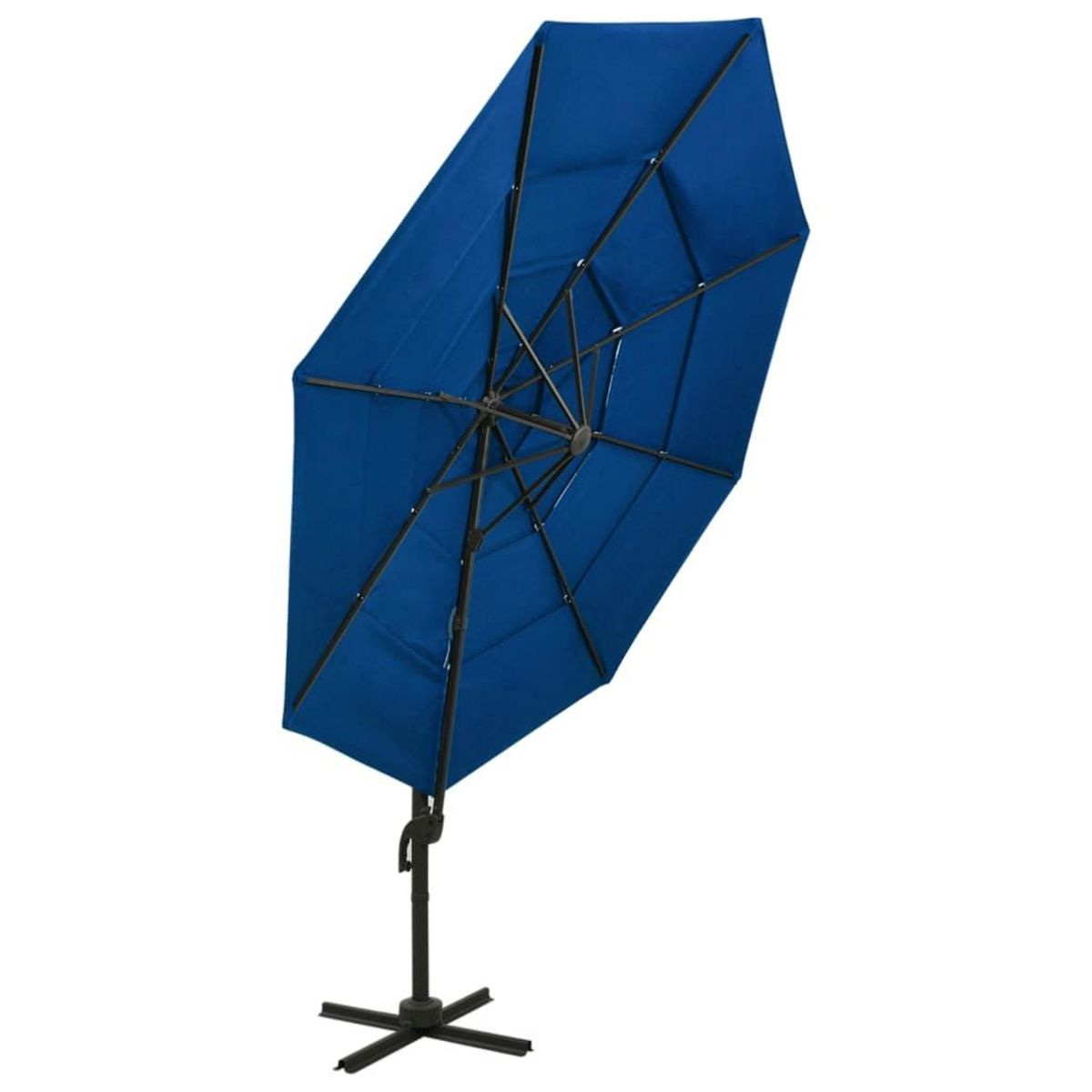 VIDAXL Parasol de jardin a 4 niveaux avec mat en aluminium bleu azure