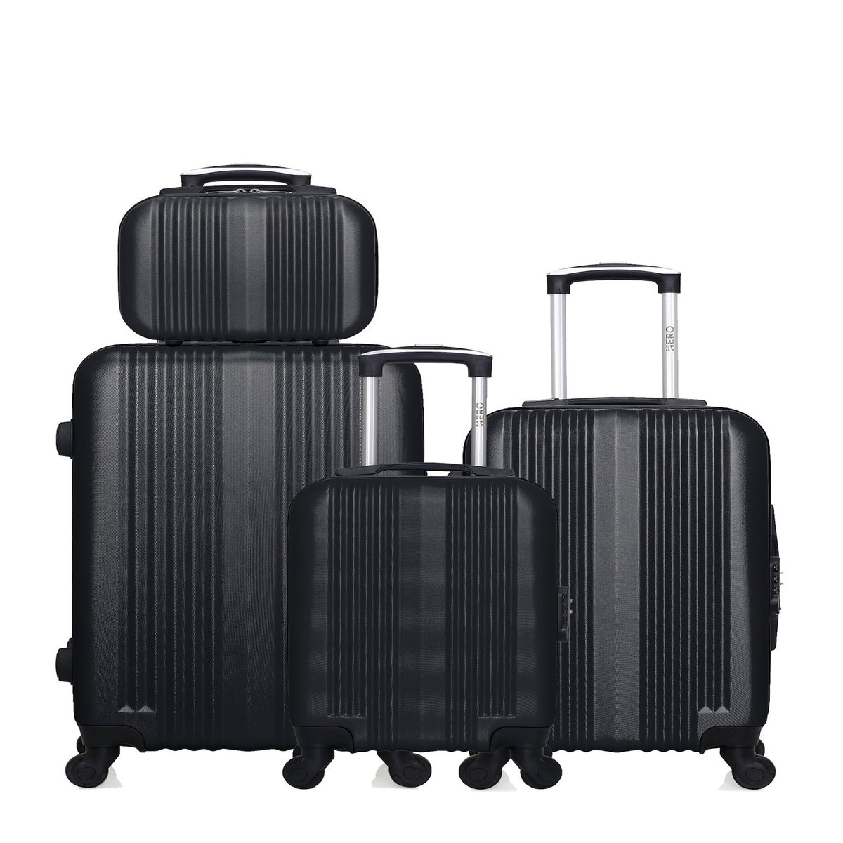 HERO HERO - Lot de 4 - Valise Weekend, valise cabine, valise cabine XXS et vanity LIPARI