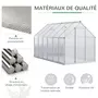 OUTSUNNY Serre de jardin aluminium polycarbonate 7,12 m² dim. 3,75L x 1,9l x 2H m lucarne réglable fondation porte coulissante