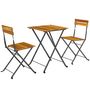 Voir la diapositive 1 : OUTSUNNY Ensemble bistrot de jardin 3 pièces pliables style exotique acier noir lattes bois acacia verni