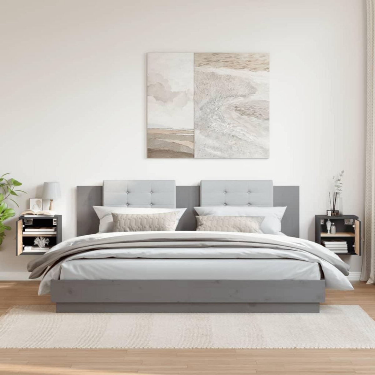 VIDAXL Armoires murales 2 pcs Gris 31,5x30x30 cm Bois de pin massif