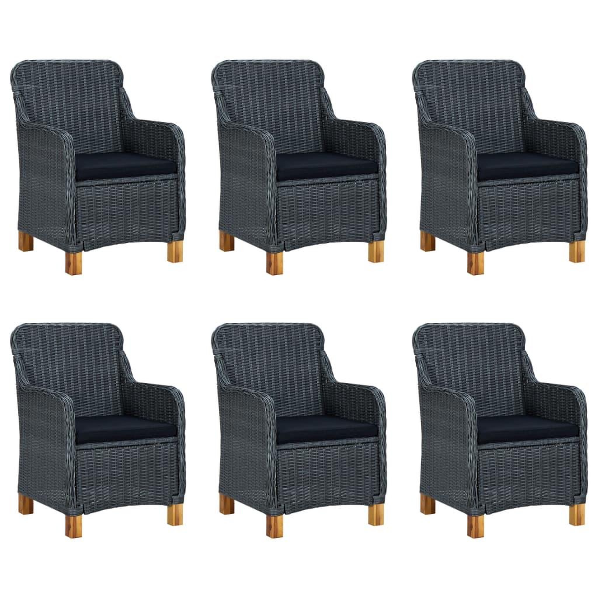 Voir la diapositive 2 : VIDAXL Ensemble a manger de jardin 7 pcs Gris fonce