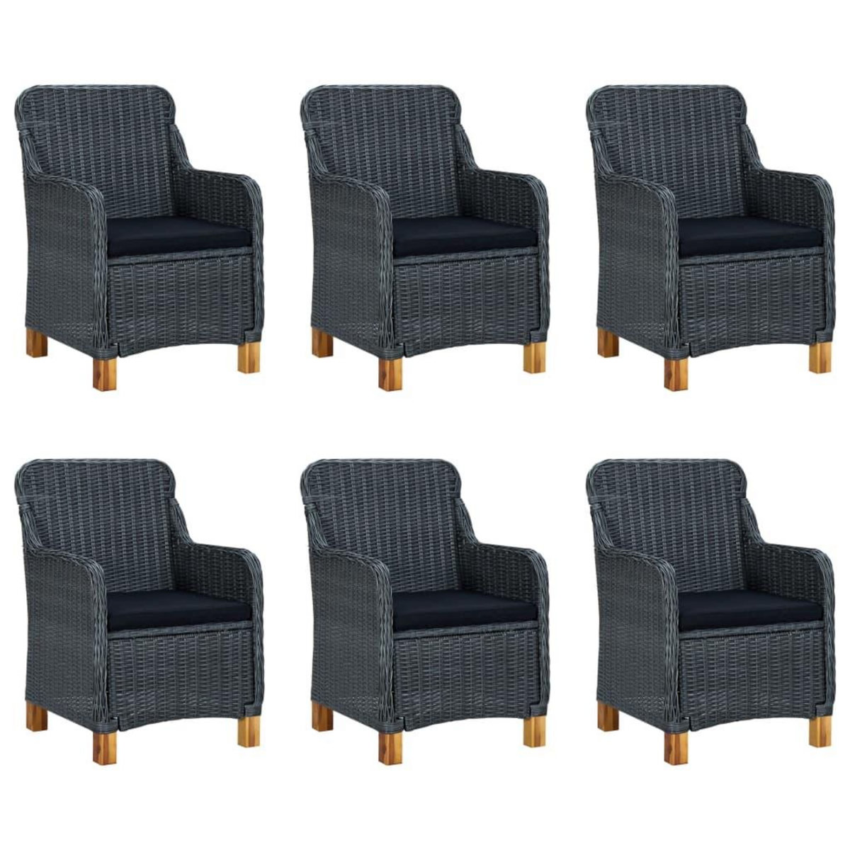 VIDAXL Ensemble a manger de jardin 7 pcs Gris fonce