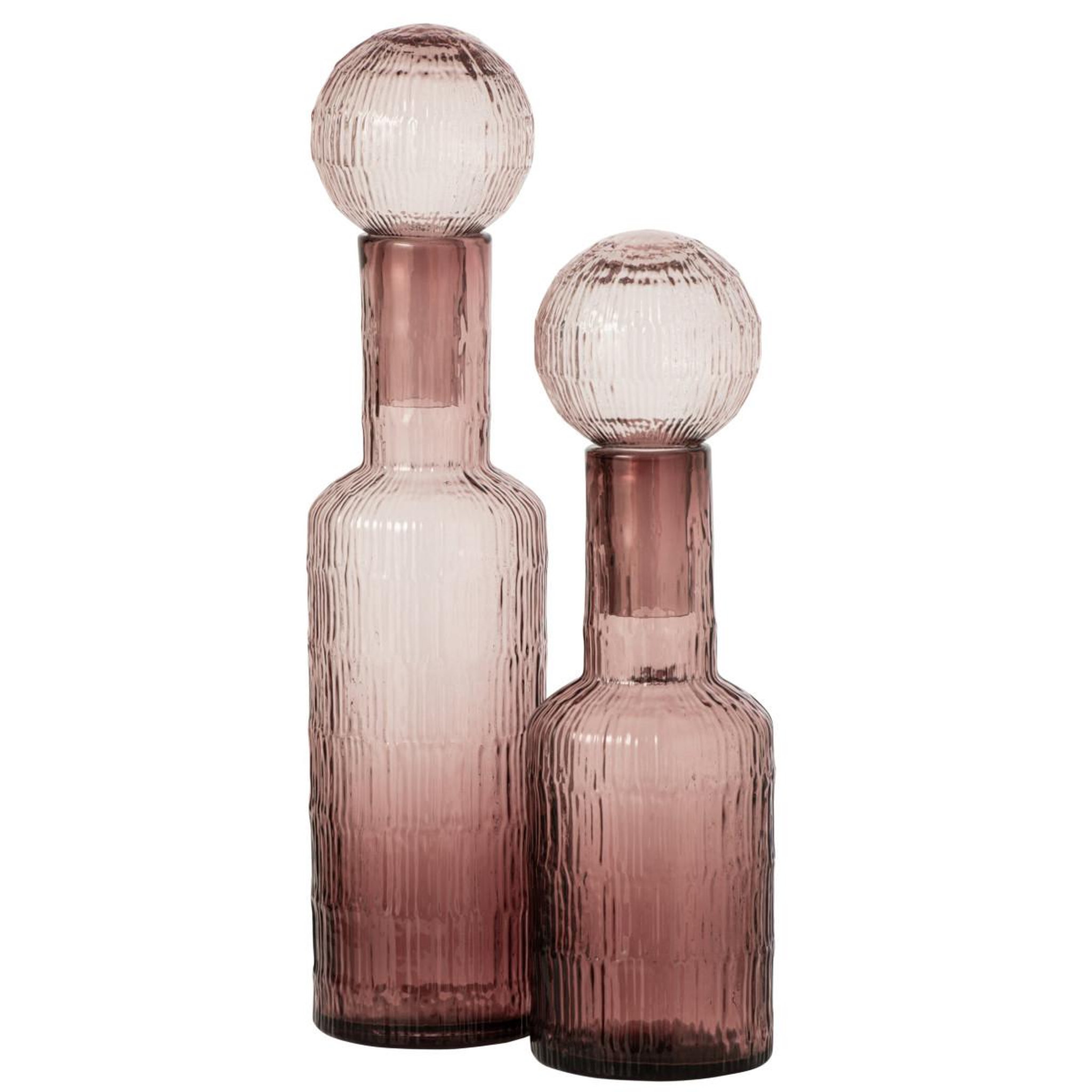 Voir la diapositive 3 : J-LINE Bouteille déco striée en verre  kyoto  54cm bordeaux
