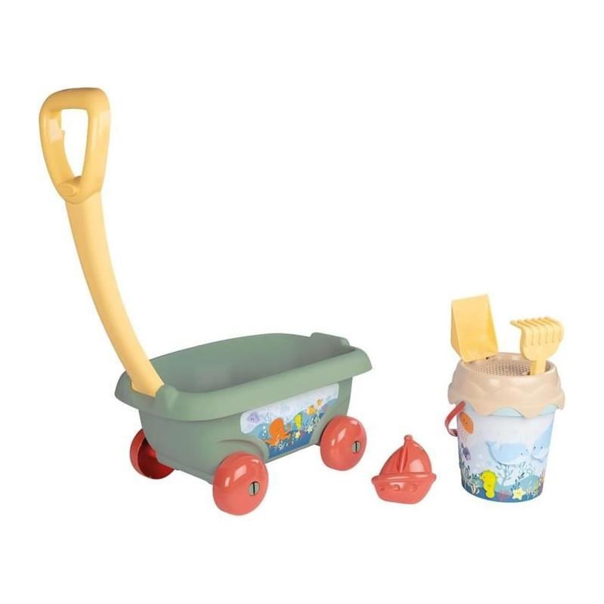 SMOBY Smoby Life - Chariot de plage - Seau + Accessoires - 42% matériaux recyclés et 100% recyclabe