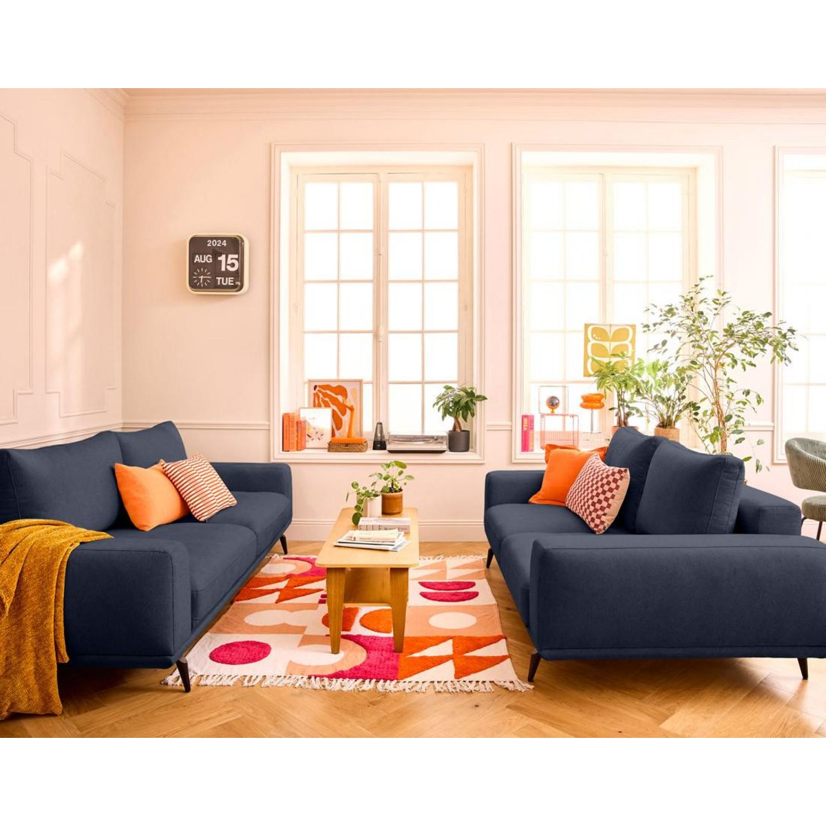 LISA DESIGN Vicence - canapé droit 3 places convertible en tissu