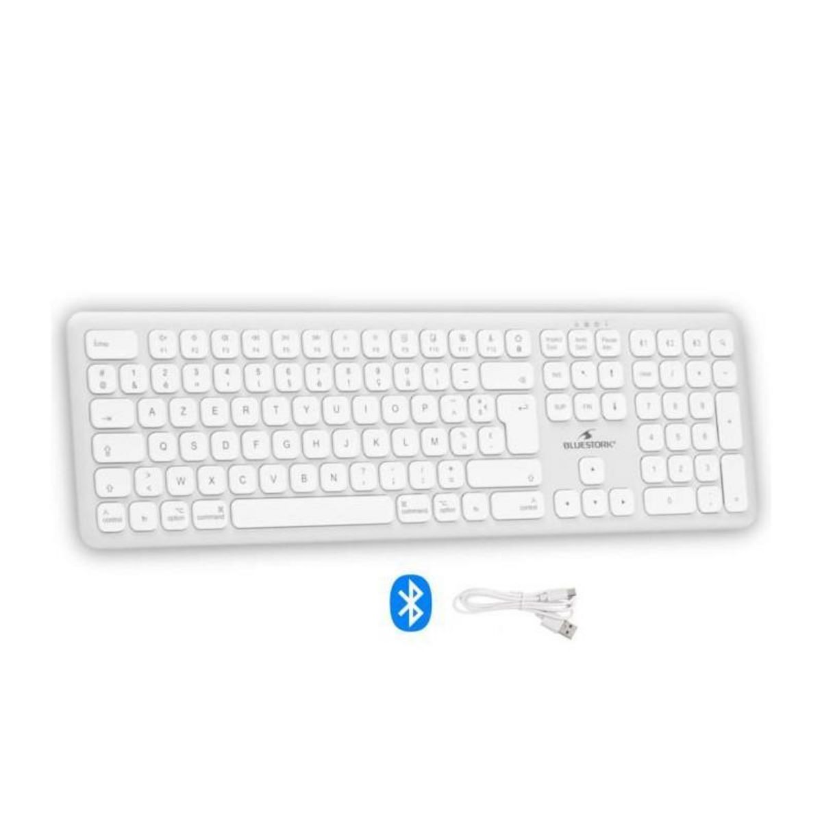 BLUESTORK Clavier sans fil Bluetooth - BLUESTORK - MAC - Full size - Compatible Mac - Blanc