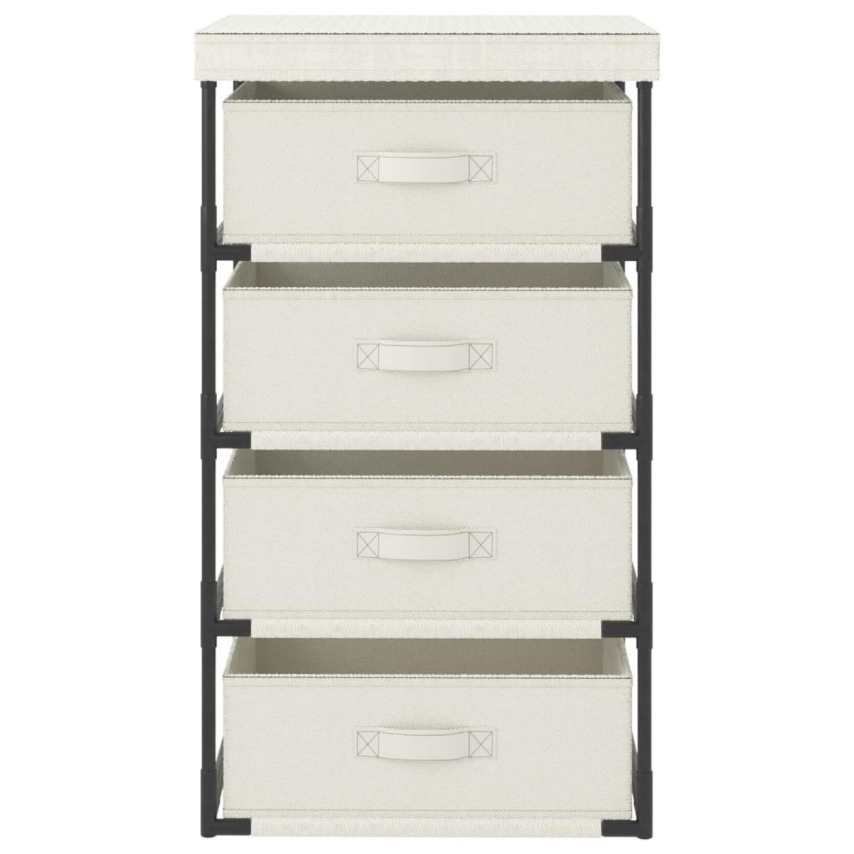 VIDAXL Etagere de rangement avec 4 paniers en tissu Acier Creme