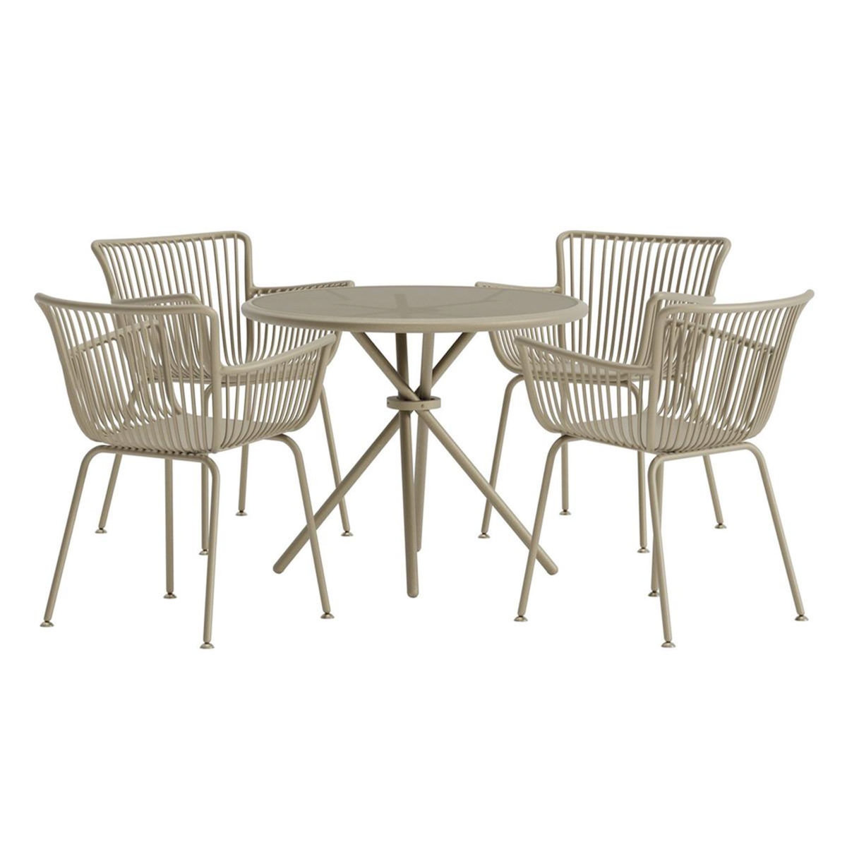 Paris Prix Ensemble Table de Jardin & 4 Chaises  Sifnos  90cm Beige