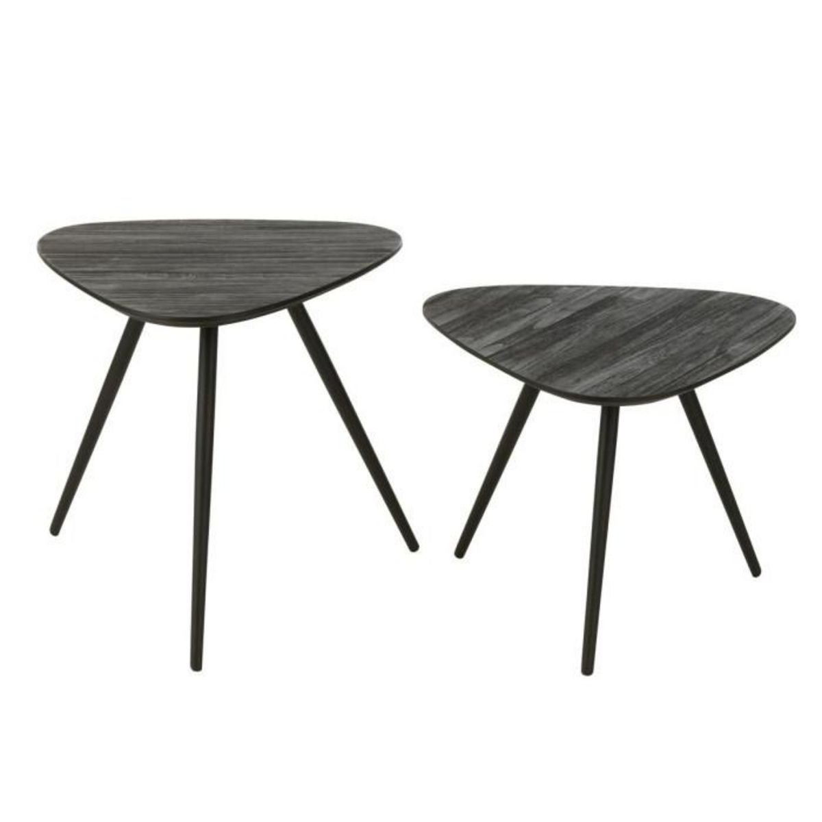 Paris Prix Lot de 2 Tables d'Appoint Triangles  Teck  50cm Noir