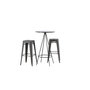 Voir la diapositive 6 : Paris Prix Ensemble Table de Bar & 2 Tabourets  Bistro & Tempe  105cm Noir & Gris Foncé