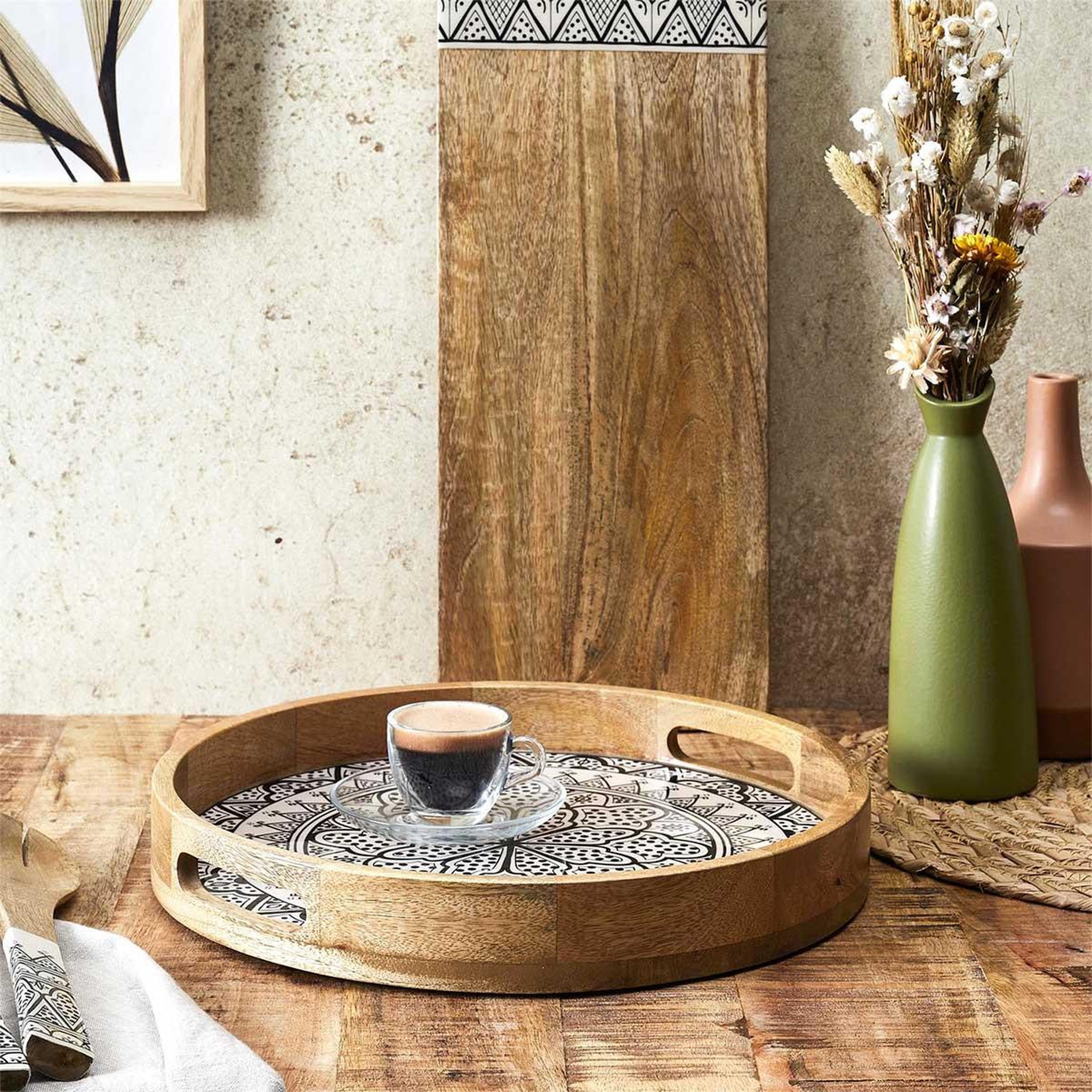 Voir la diapositive 4 : The Home Deco Factory Plateau de service en bois  dune  35cm noir