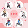 Voir la diapositive 5 : HOMCOM Tricycle enfant évolutif pare-soleil pliable canne télescopique amovible acier rose