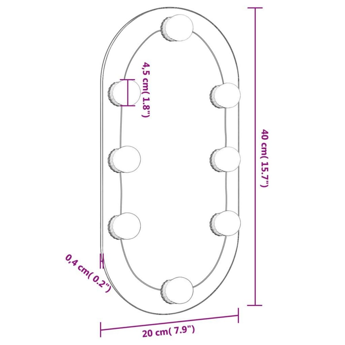 VIDAXL Miroir avec eclairage LED 40x20 cm Verre Ovale