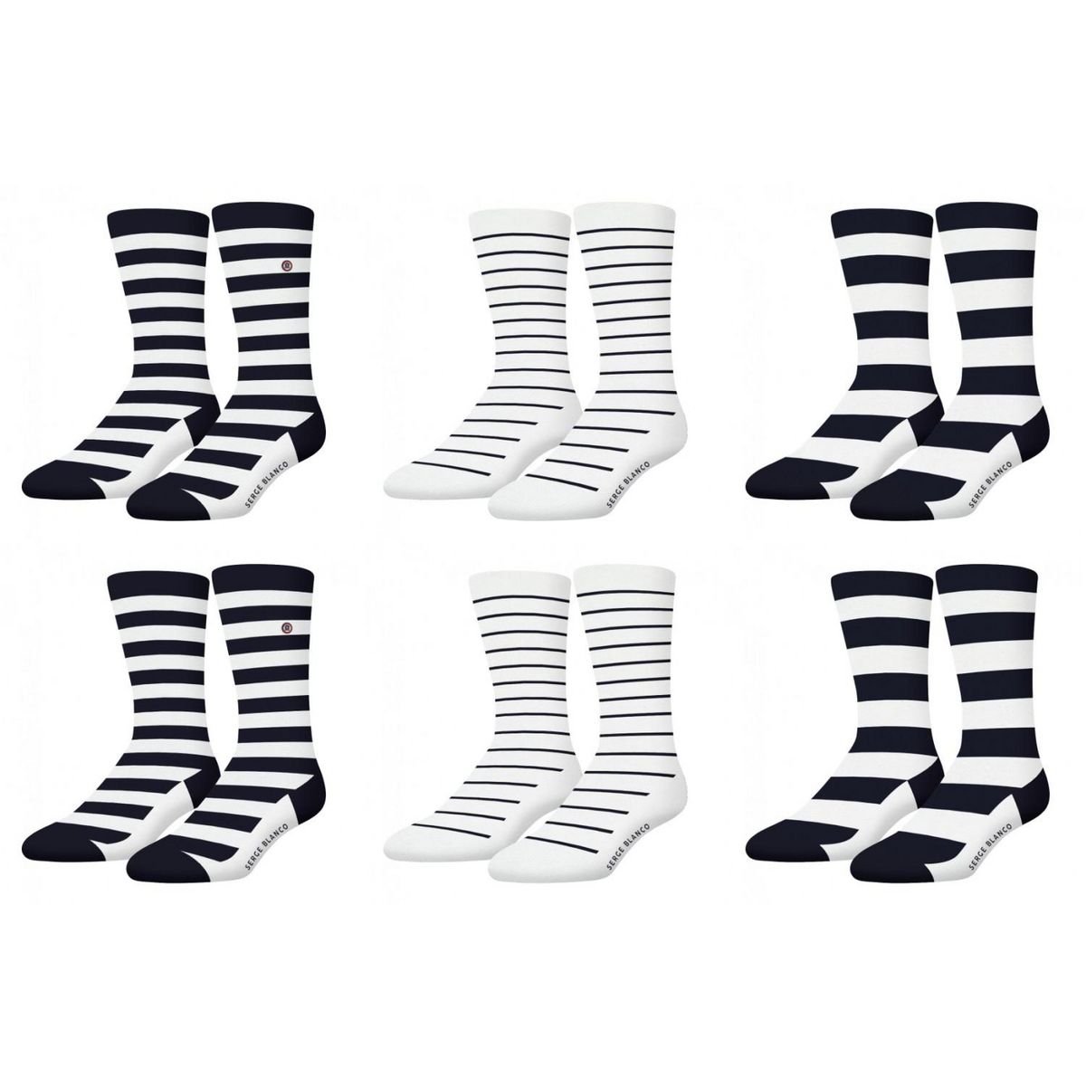 SERGE BLANCO Lot de 6 paires de chaussettes de ville Serge Blanco Marin