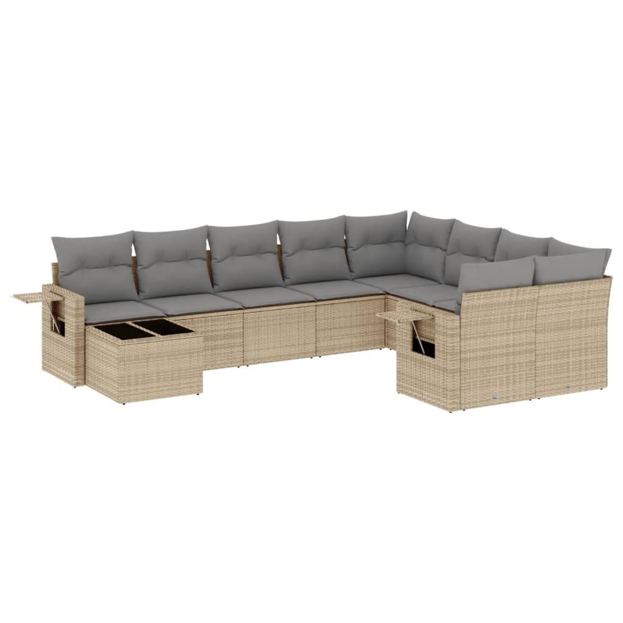 Voir la diapositive 2 : VIDAXL Salon de jardin avec coussins 10 pcs beige resine tressee