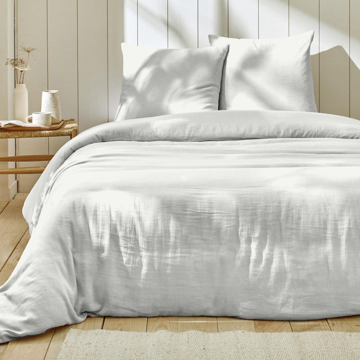 Home collection Parure housse de couette en gaze de coton - rose