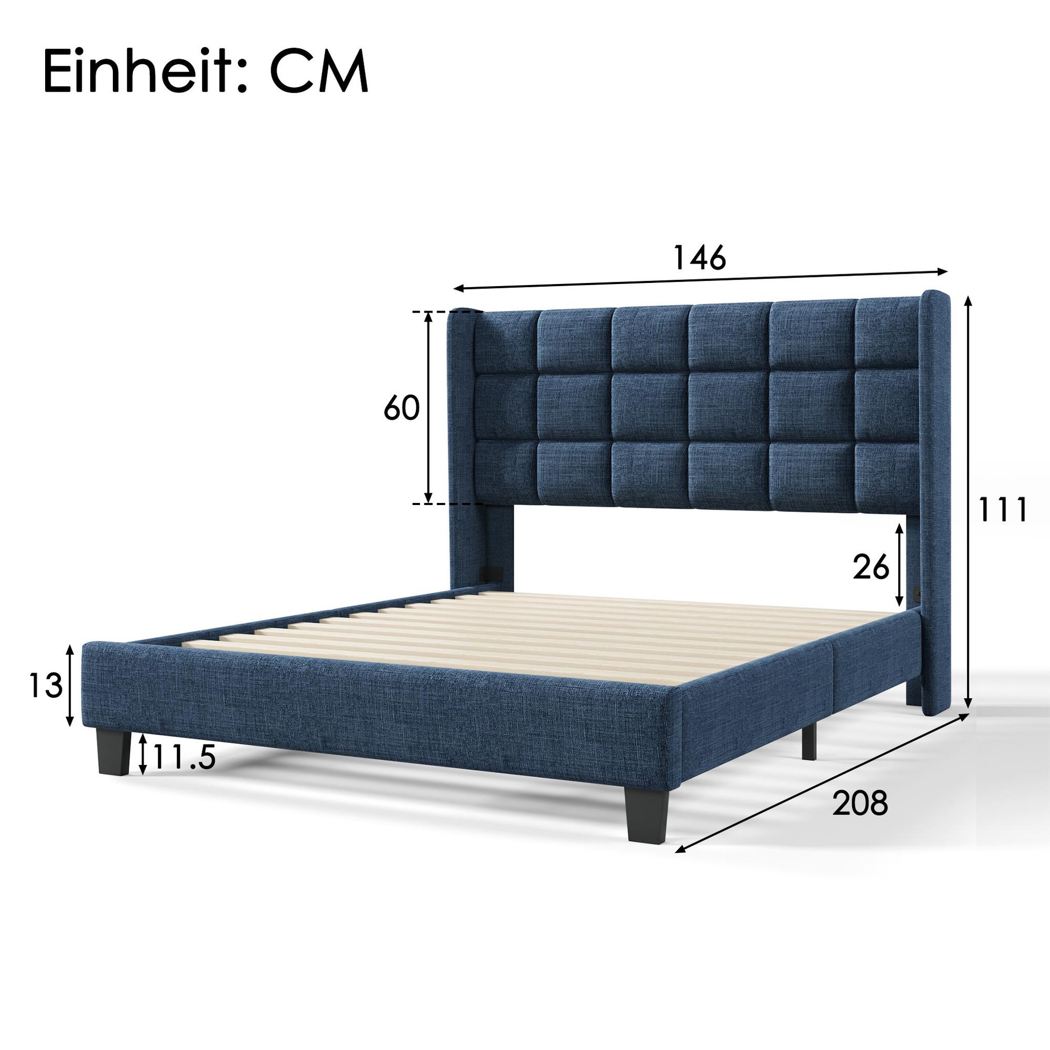 Voir la diapositive 4 : MERAX Lit simple avec sommier Lin