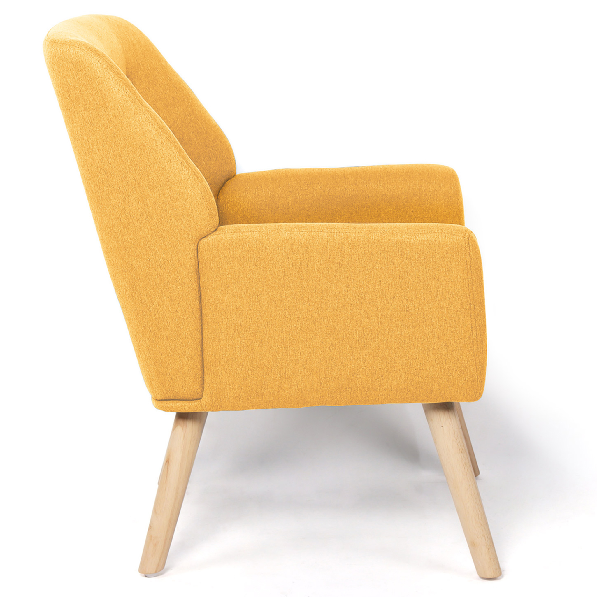 Voir la diapositive 3 : ID MARKET Fauteuil scandinave nat en tissu jaune moutarde