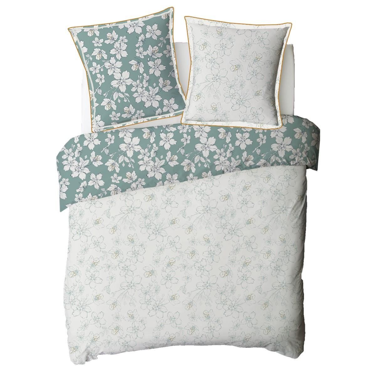 FUTURE HOME Parure de lit 2 personnes fleurie réversible