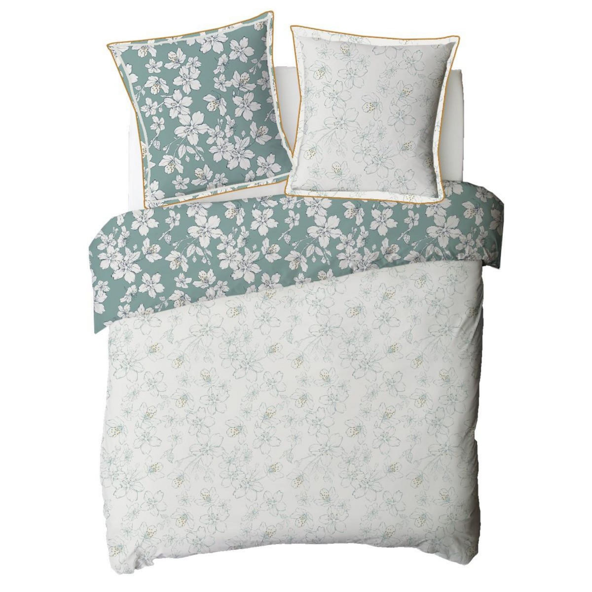 FUTURE HOME Parure de lit 2 personnes fleurie réversible