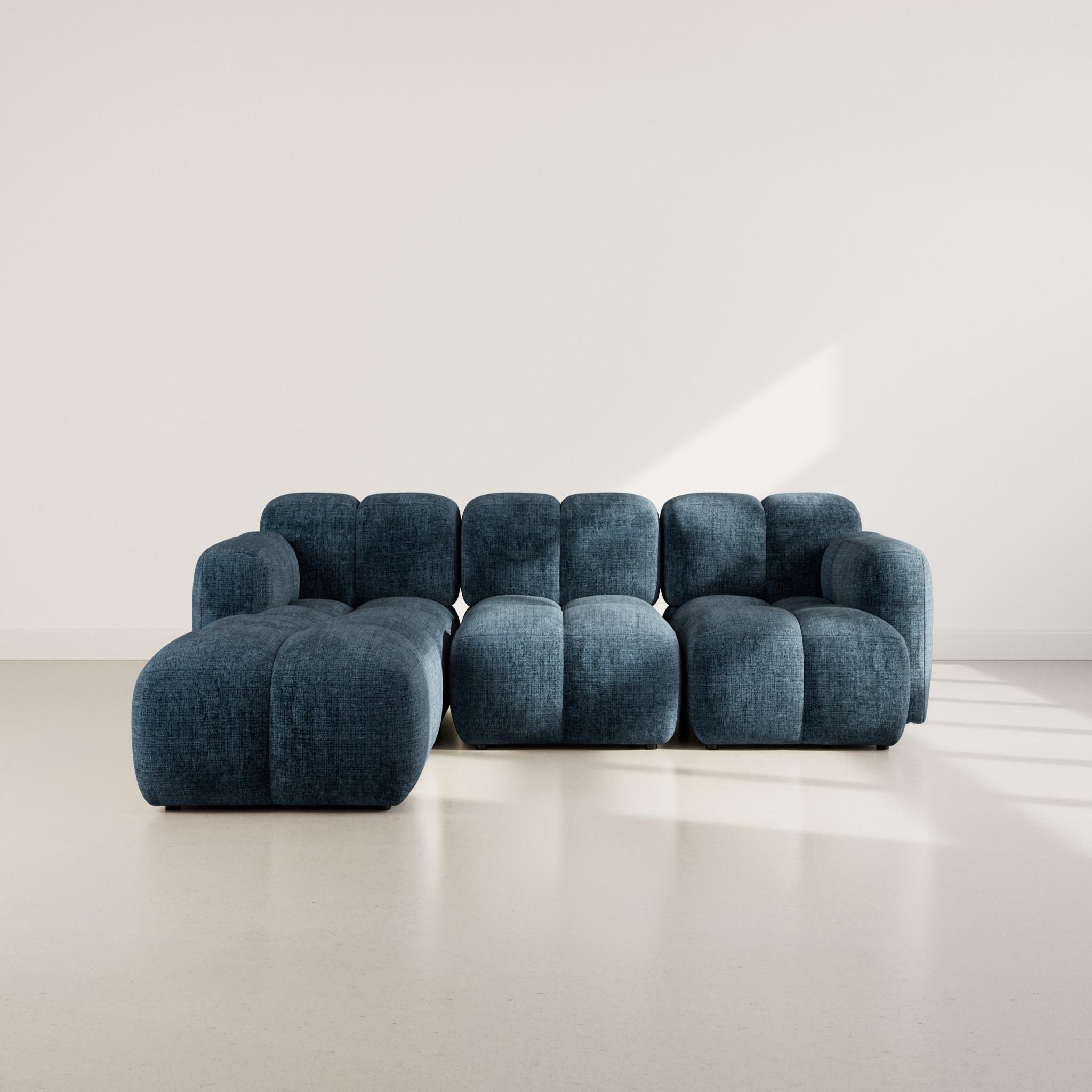 Voir la diapositive 2 : BEST MOBILIER Grace - canapé modulable d'angle réversible 4 places en velours texturé