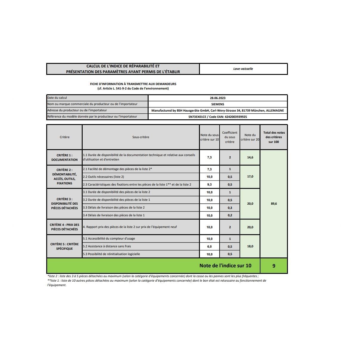 Siemens Lave-vaisselle 60cm 14 couverts 40db tout intégrable - SN73EX01CE