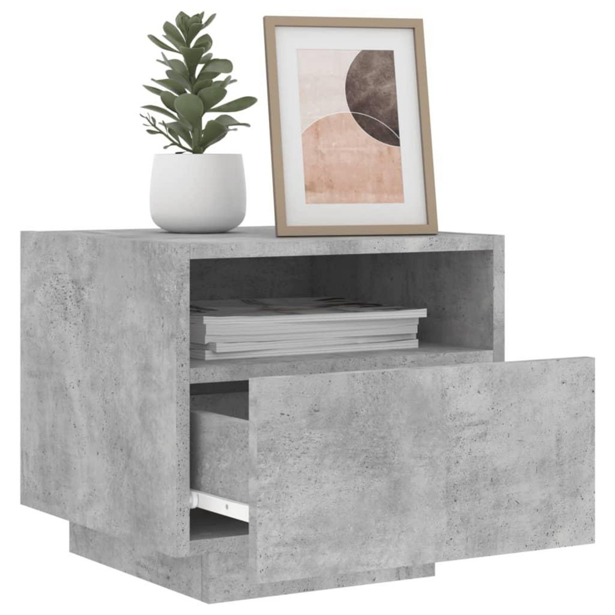 VIDAXL Table de chevet avec lumieres LED gris beton 40x39x37 cm