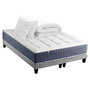 Voir la diapositive 1 : IDLITERIE Ensemble Matelas Ressort 7 zones + Mémoire de forme + Sommier KING STYLE + couette + oreillers - Fabriqué en France