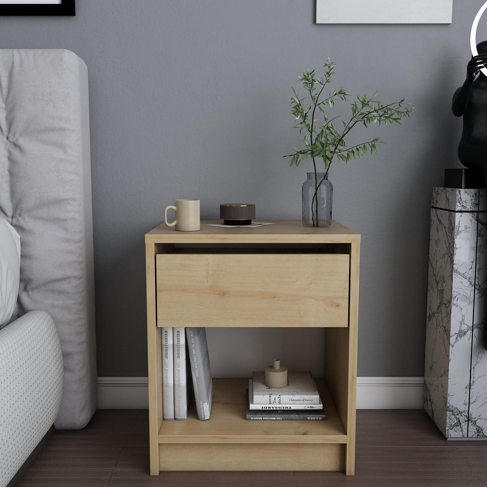 Voir la diapositive 2 : Habitat et Jardin Table de chevet en bois  Sheridan  - 45 x 40 x 53 cm - Beige