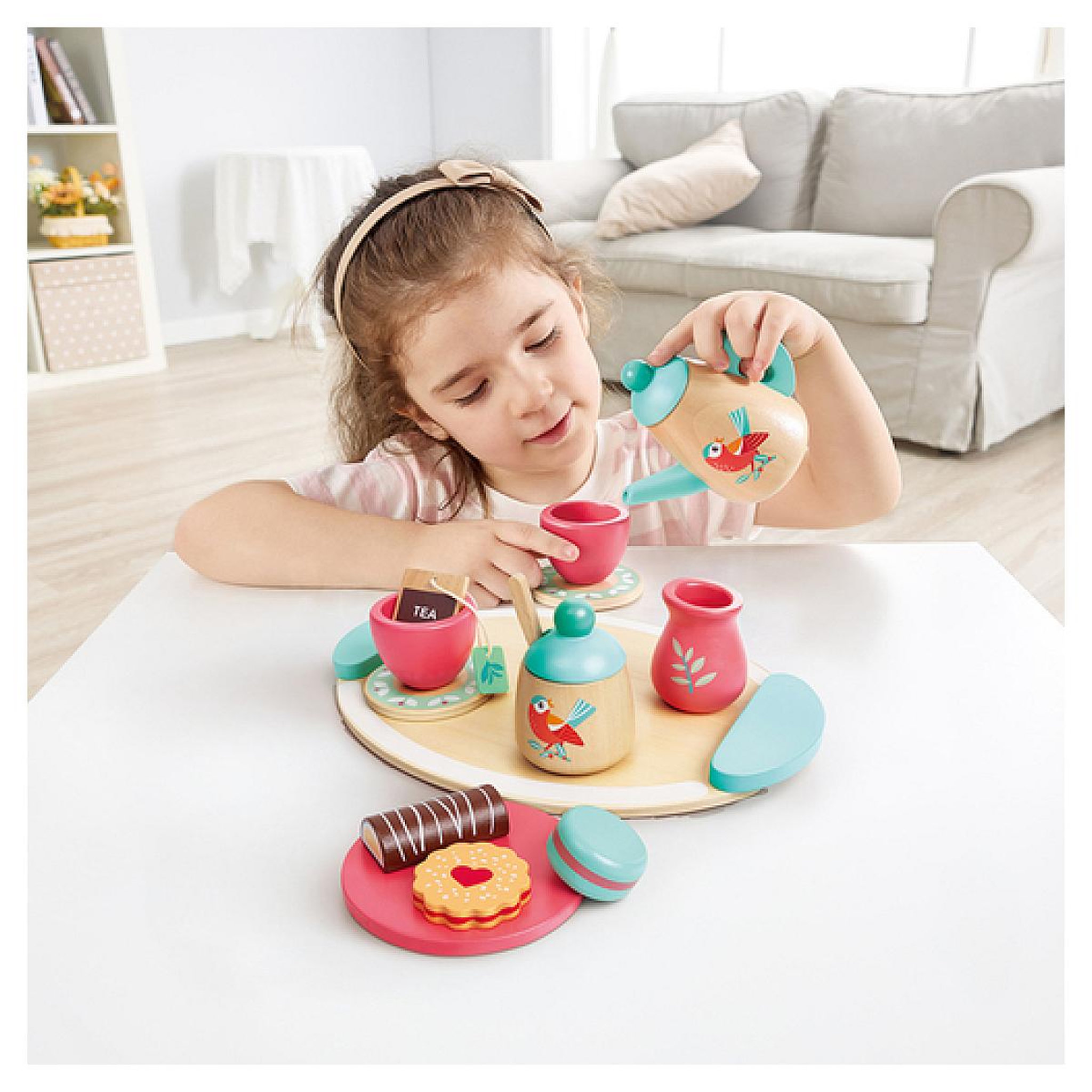 Voir la diapositive 4 : Hape Service a thé en bois couleur pastel