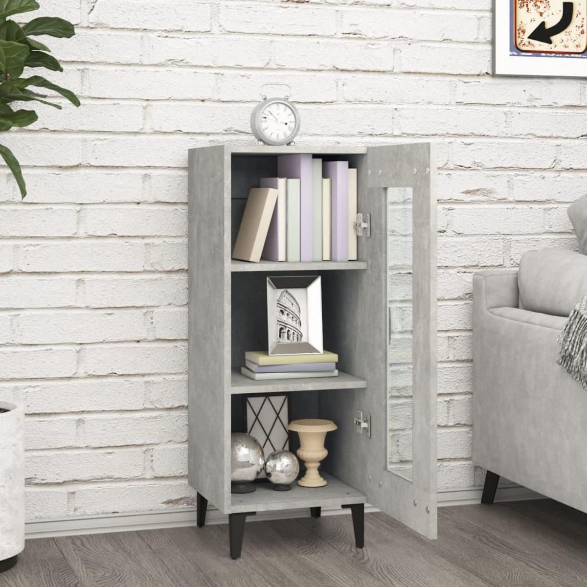VIDAXL Buffet Gris beton 34,5x34x90 cm Bois d'ingenierie