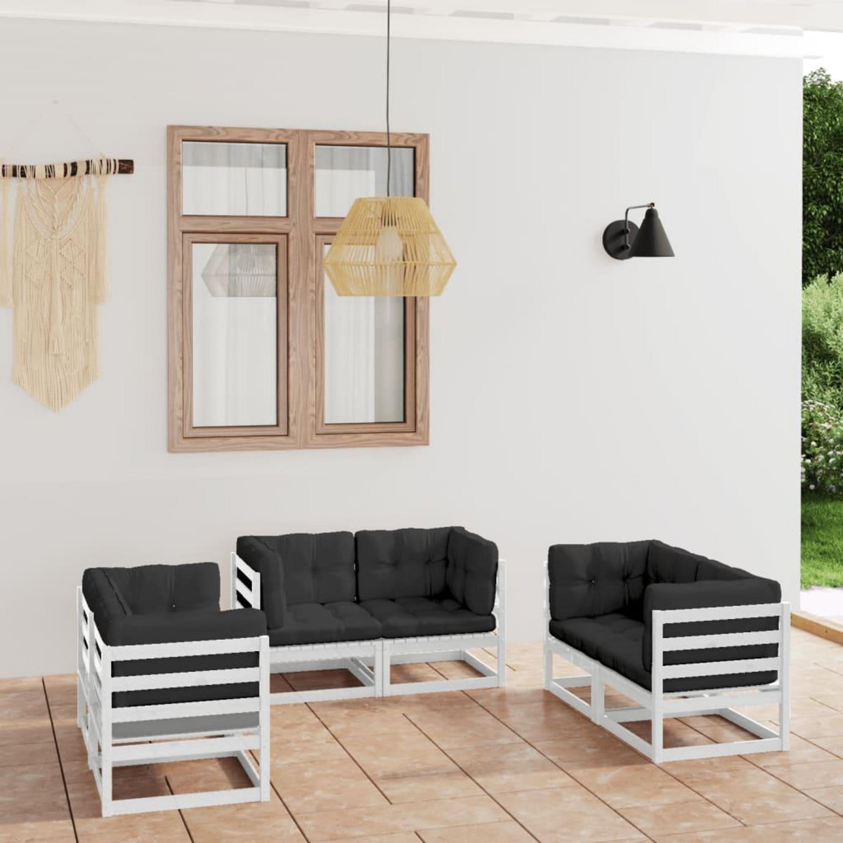 VIDAXL Salon de jardin 6 pcs avec coussins Bois de pin massif