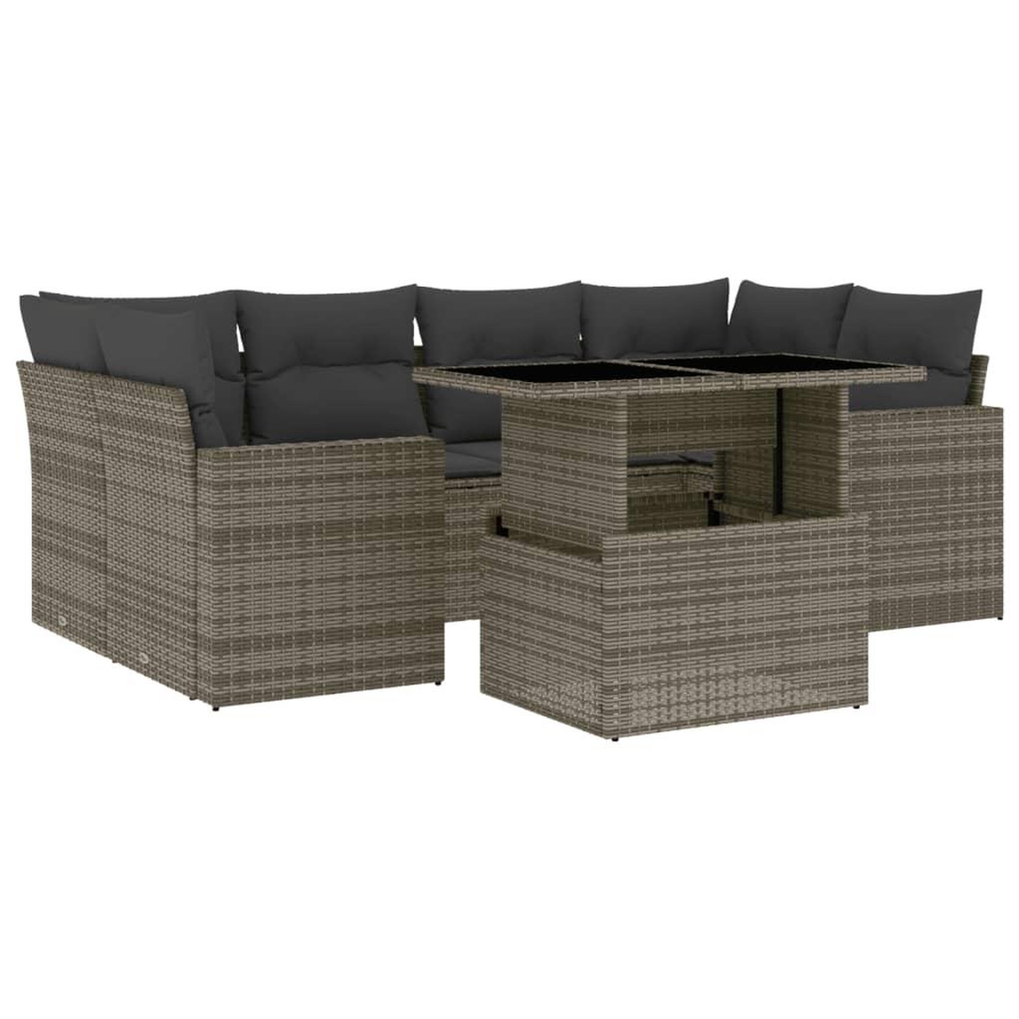 Voir la diapositive 2 : VIDAXL Salon de jardin avec coussins 7 pcs gris resine tressee