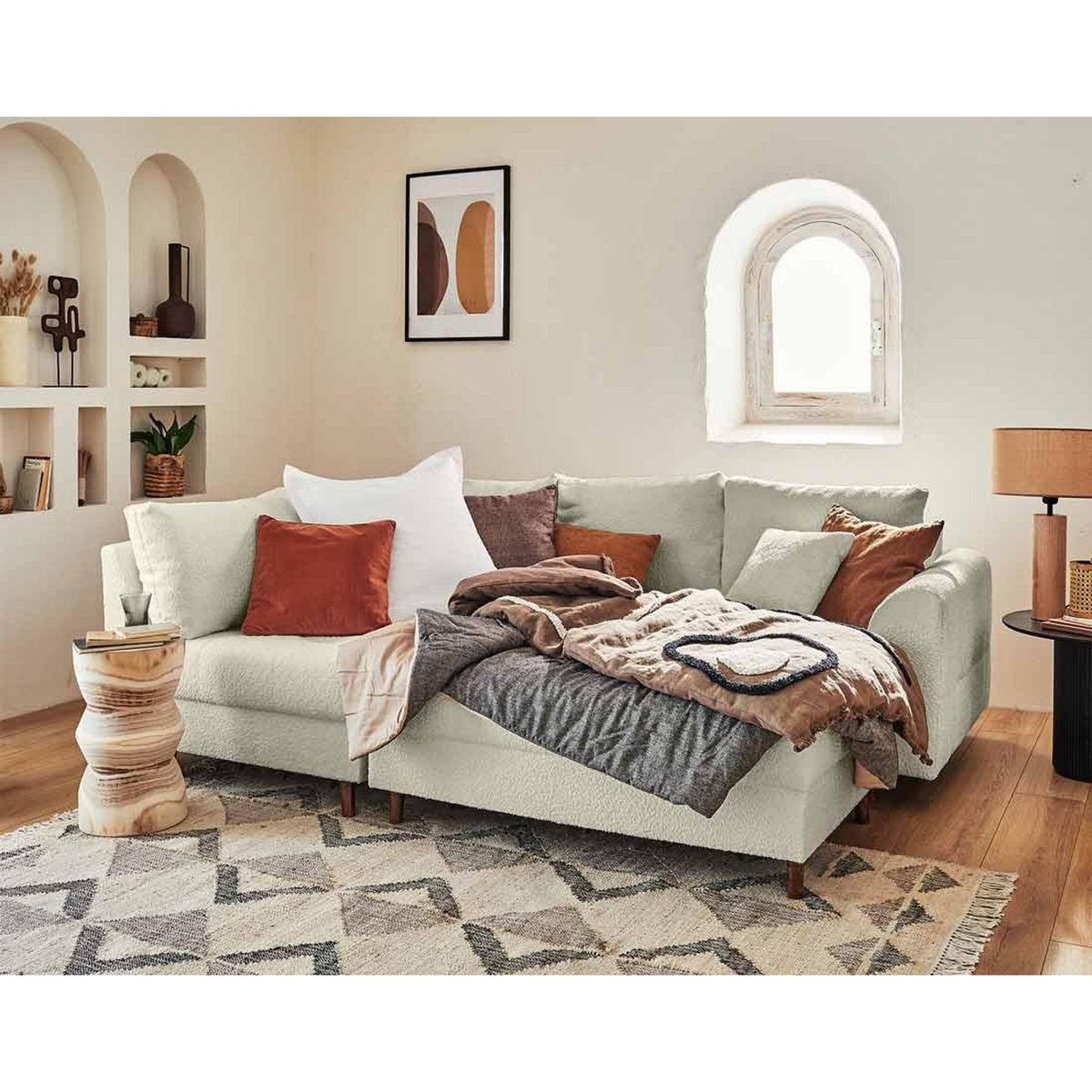 LISA DESIGN Rune - pouf modulable - en tissu bouclette