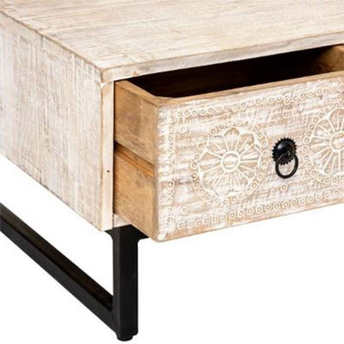 ATMOSPHERA Table basse 2 tiroirs Ajay - Beige et noir