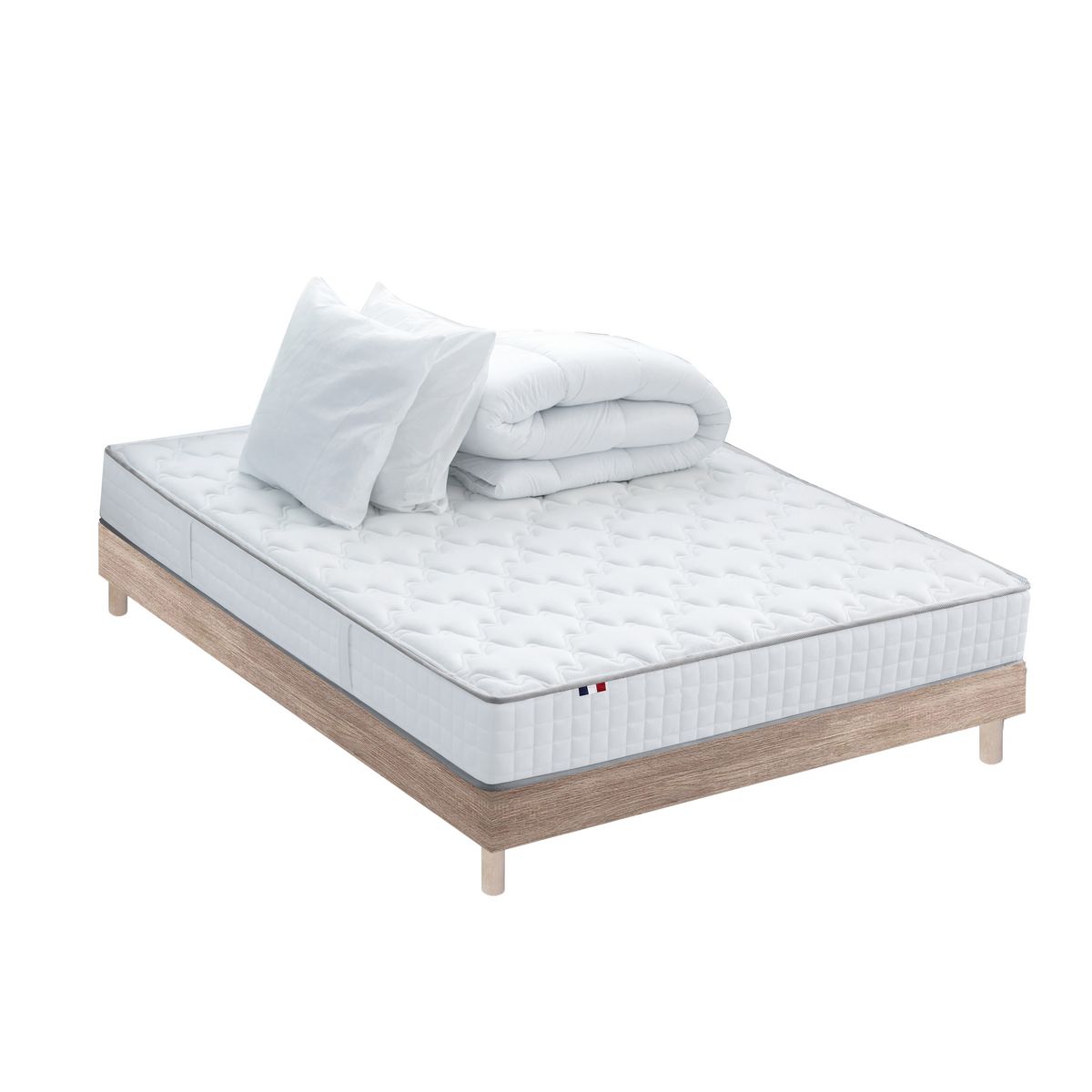 Ensemble literie  prêt à dormir Paul 160x200 cm : matelas + sommier + couette + oreillers 