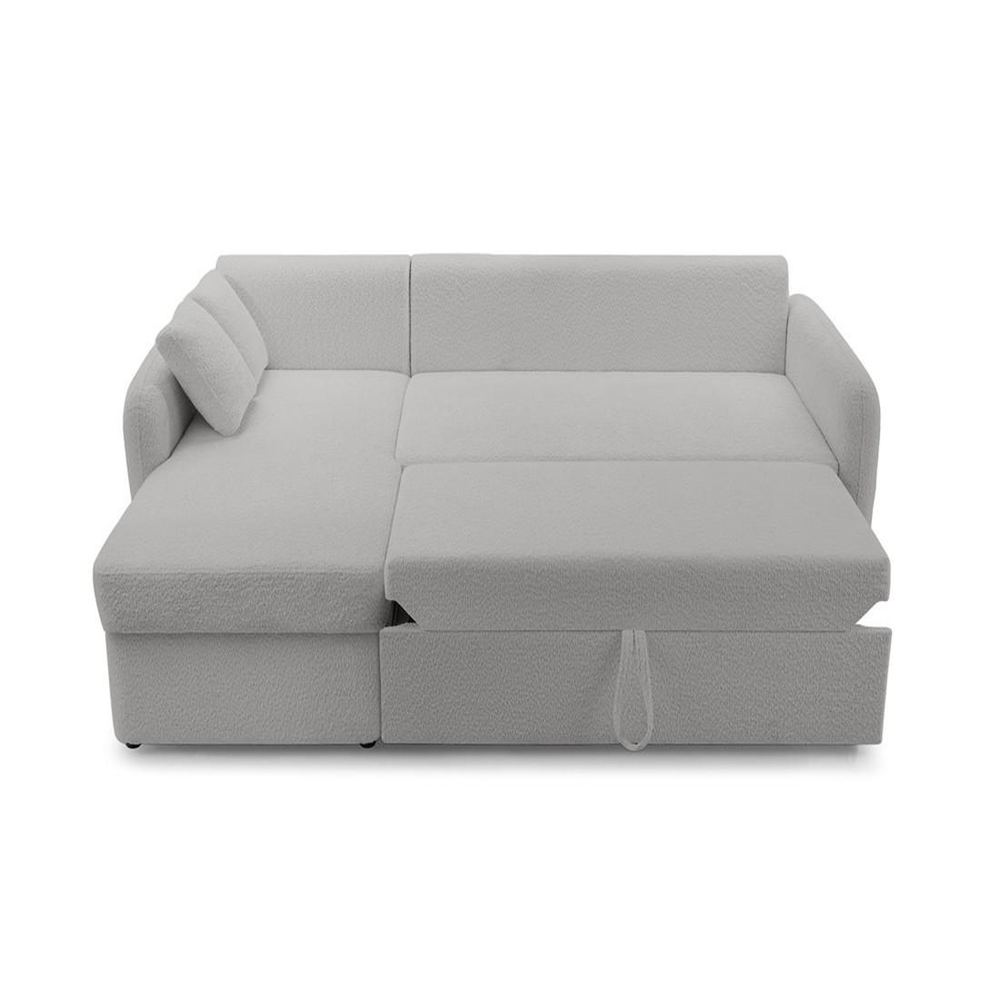 Voir la diapositive 3 : BEST MOBILIER Pocatello - canapé d'angle réversible 4 places - convertible avec coffre - en tissu bouclette