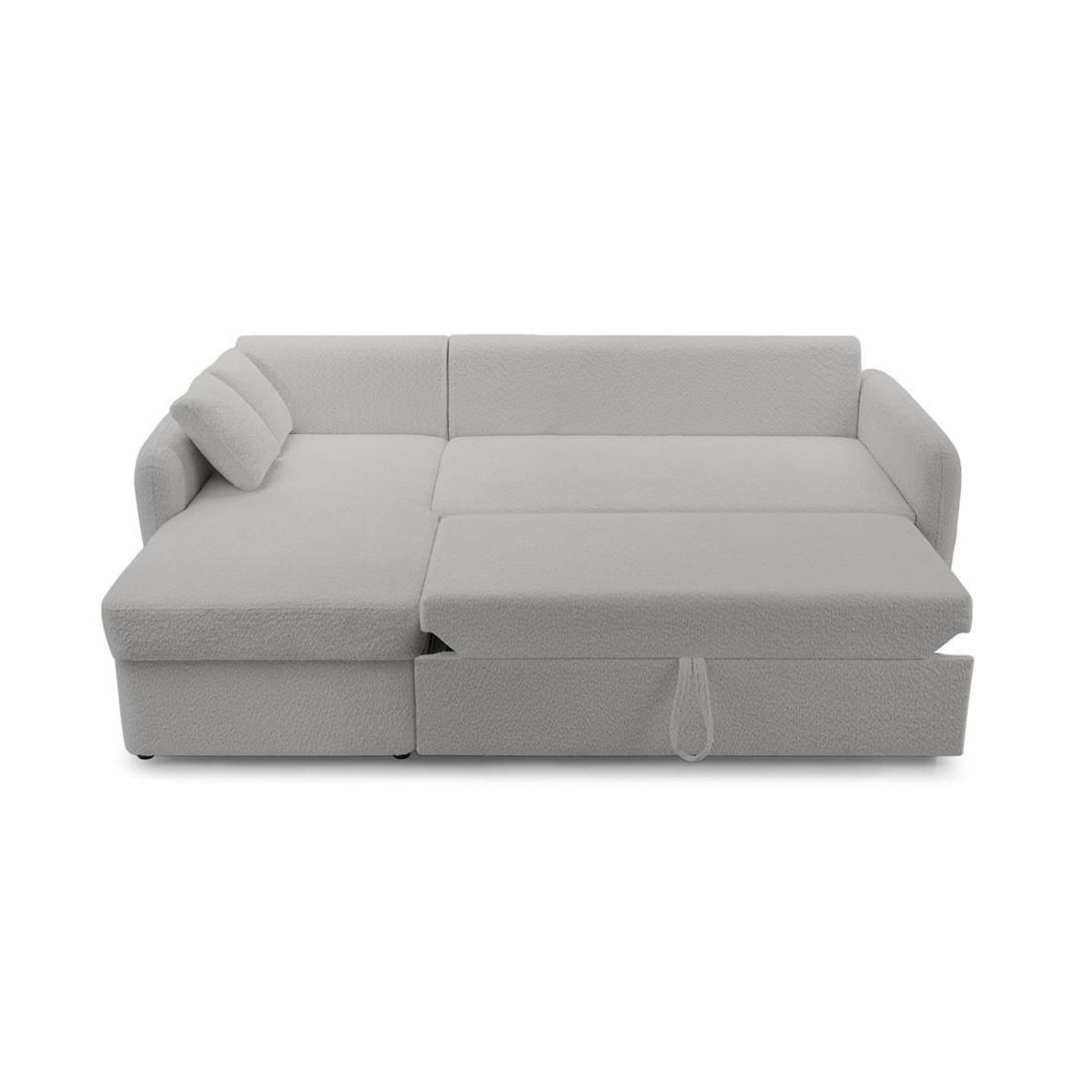 BEST MOBILIER Pocatello - canapé d'angle réversible 4 places - convertible avec coffre - en tissu bouclette