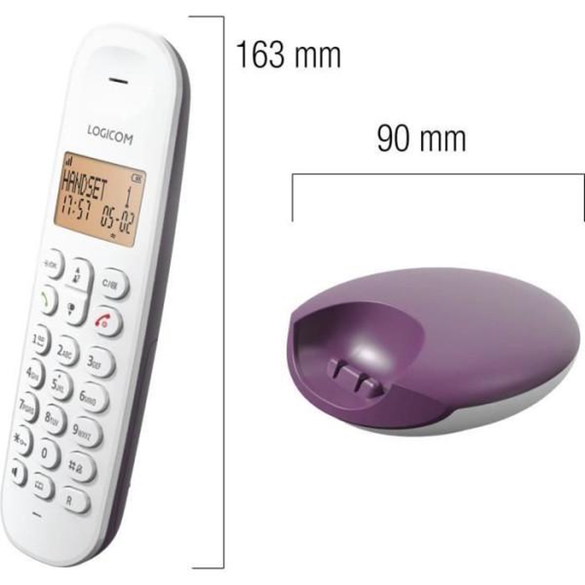 Voir la diapositive 2 : Logicom Téléphone fixe sans fil - LOGICOM - DECT ILOA 150 SOLO - Aubergine - Sans répondeur